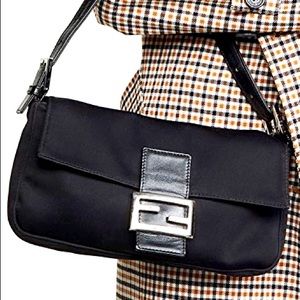 Vintage FENDI Neoprene Baguette in Black with SHW